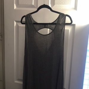 Black and white striped tank swing dress